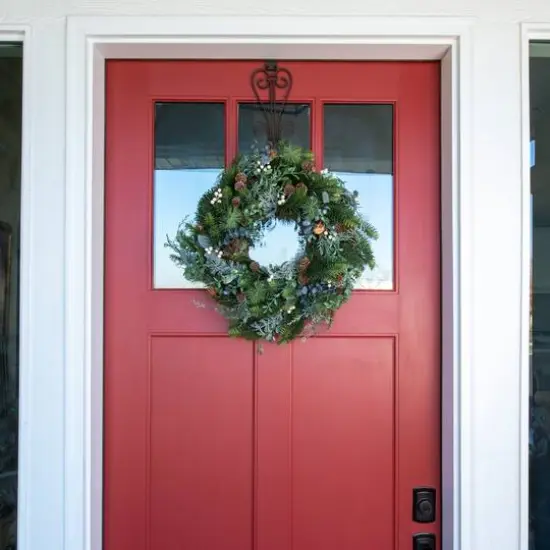 Village Lighting 24" Pre-Lit Rustic White Berry Christmas Wreath, Clear LED Lights {6}