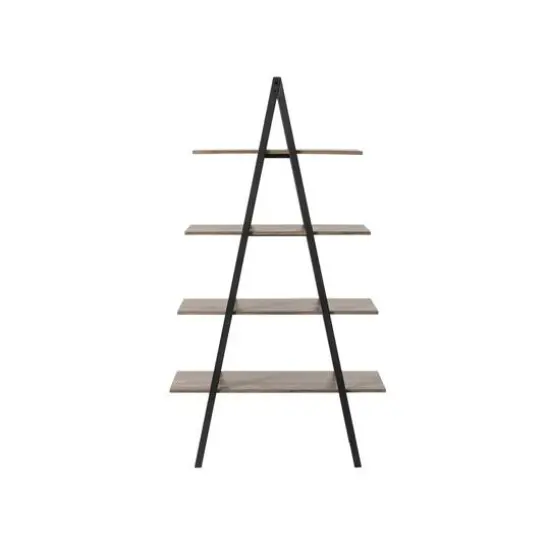 Glitzhome&reg; 5.5ft. Modern Industrial 4-Tier A-Frame Open Ladder Bookshelf Rustic {6}