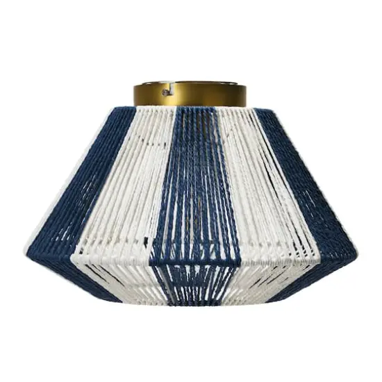 Hello Honey&reg; Navy & White Flush Mount Ceiling Light with Woven Paper Rope Shade {7}