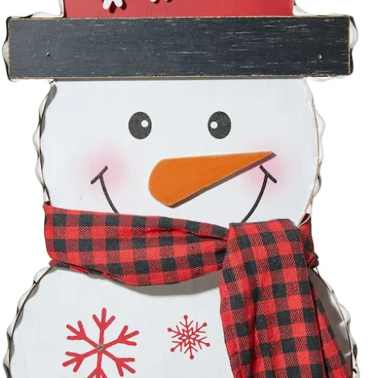 Glitzhome&reg; 3ft. Lighted Wooden Christmas Snowman Porch D&eacute;cor with Timer {6}