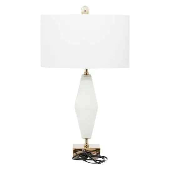31" Gold Glass Transitional Table Lamp {11}