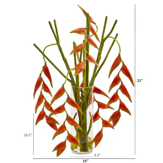 Hanging Heliconia Artificial Arrangement in Cylinder Vase {3}