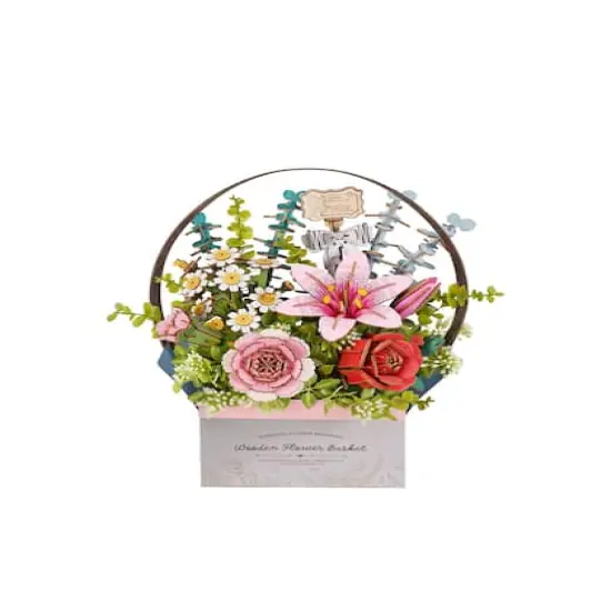 Rowood Wooden Flower Basket DIY 3D Puzzle Kit {1}
