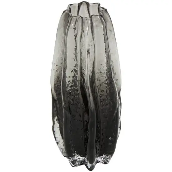 12" Black Ombre Wavy Abstract Glass Vase {1}