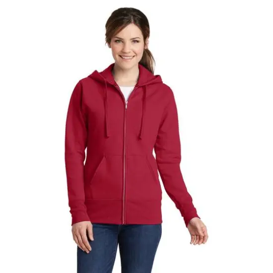 Port & Company&reg; Ladies Core Fleece Full-Zip Hooded Sweatshirt Red {3}