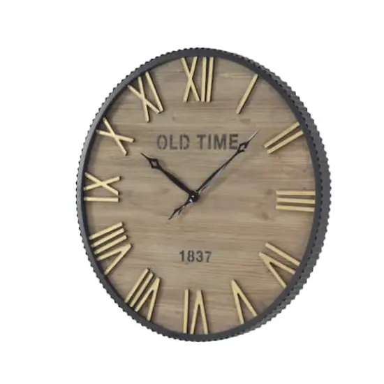 Brown Farmhouse Wood Wall Clock {3}