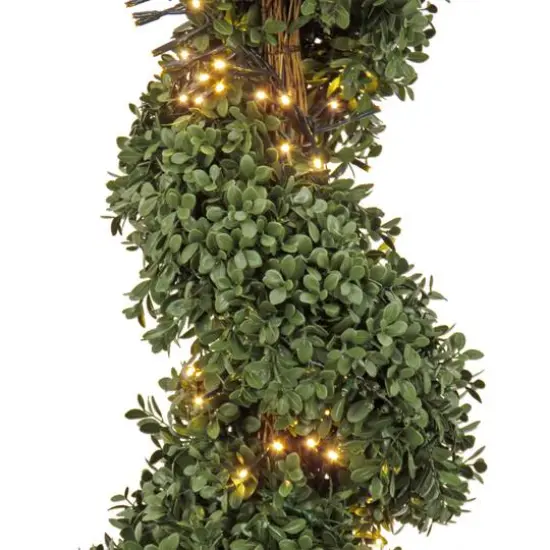3.5ft. Pre-Lit Boxwood Spiral Topiary {4}