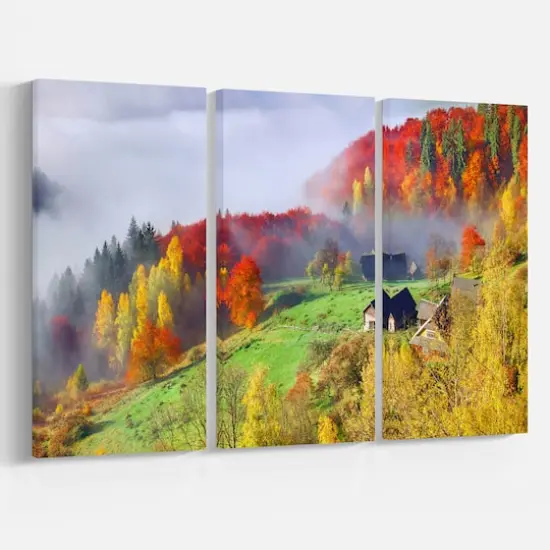 Designart - Colorful Autumn Landscape in Mountains - Large Landscape Canvas Art Print {4}