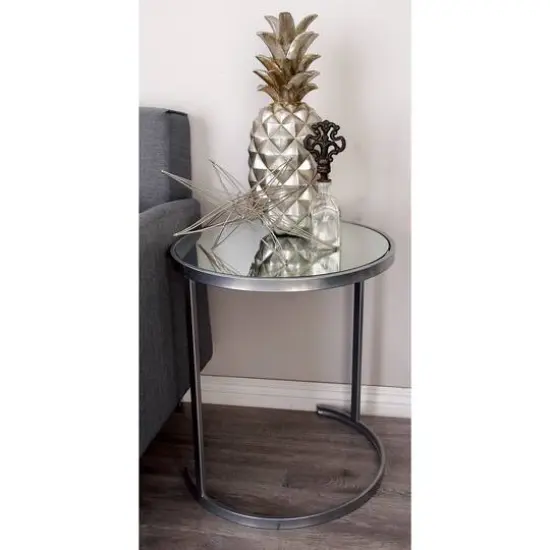 Contemporary Metal Accent Table Set Silver {4}