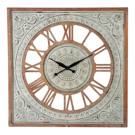 Brown Farmhouse Wood Wall Clock, 36" x 36" {3}