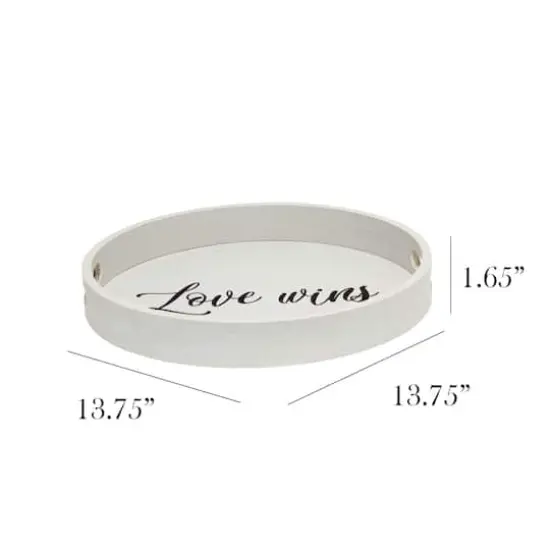 Elegant Designs&trade; 13.8" Round Love Wins Serving Tray with Handles {3}