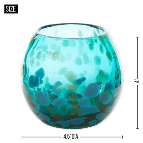 4" Aqua Bowl Vase {7}