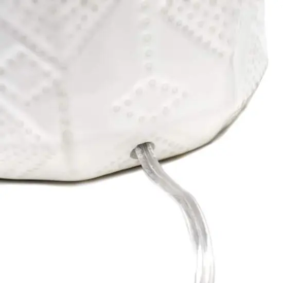 Lalia Home 19" Off-White Ceramic Eyelet Pattern Floral Textured Table Lamp {9}