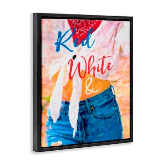 Stupell Industries Red White & Blue Patriotic American Celebration Floater Framed Art Black {4}