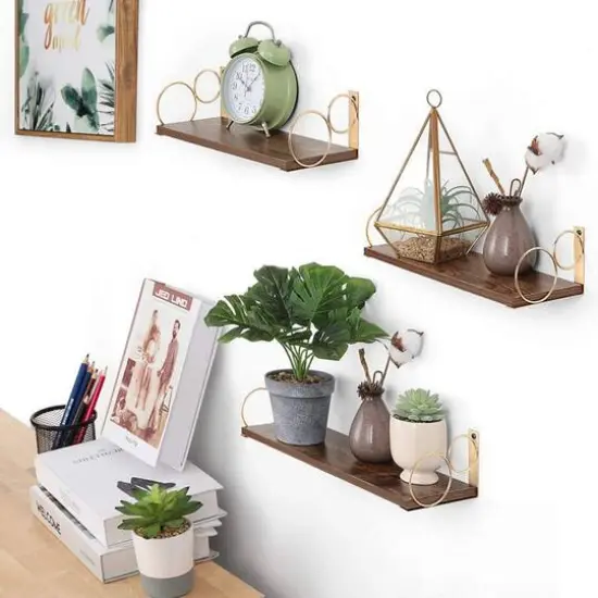 Brown Floating Shelves Set {5}