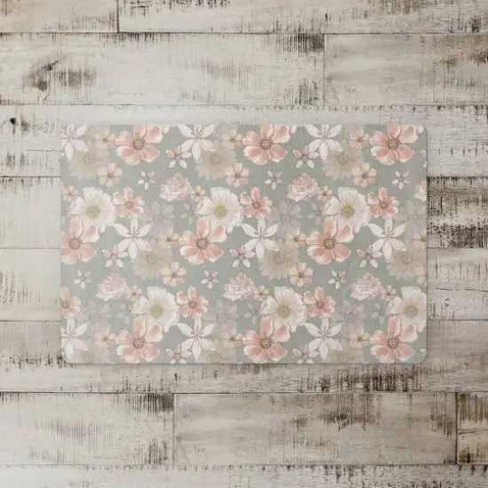 Watercolor Florals Floor Mat Green {3}