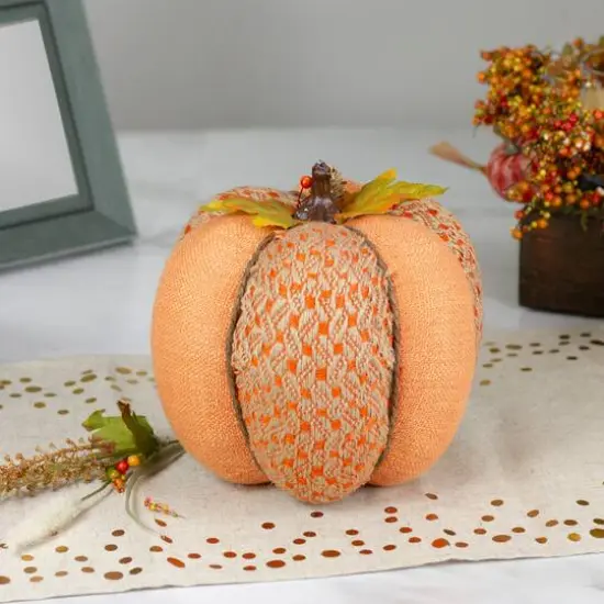 8.5" Orange Pumpkin Tabletop D&eacute;cor {3}