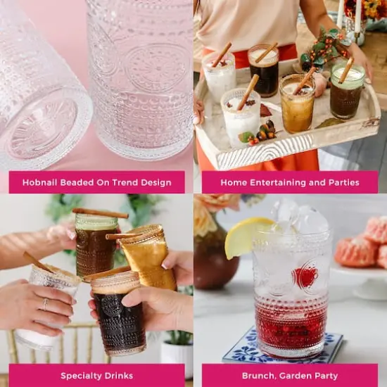 Kate Aspen&reg; 13oz. Beaded Floral Clear Drinking Glasses, 6ct. {8}