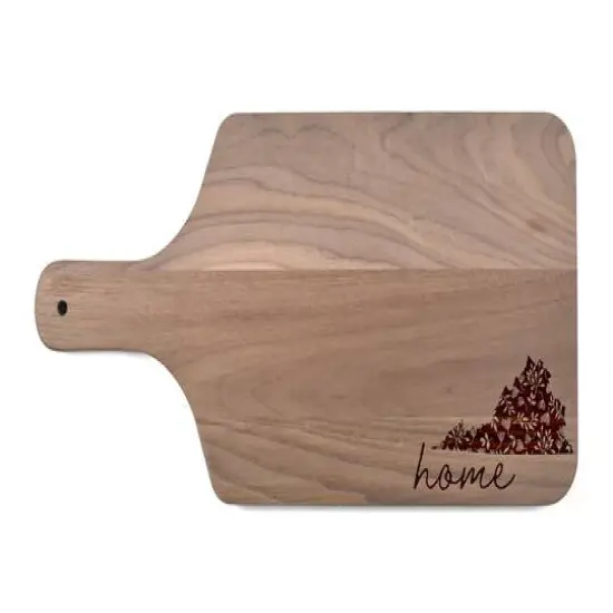 17" Floral Home State Walnut Paddle Cutting Board Virginia {1}