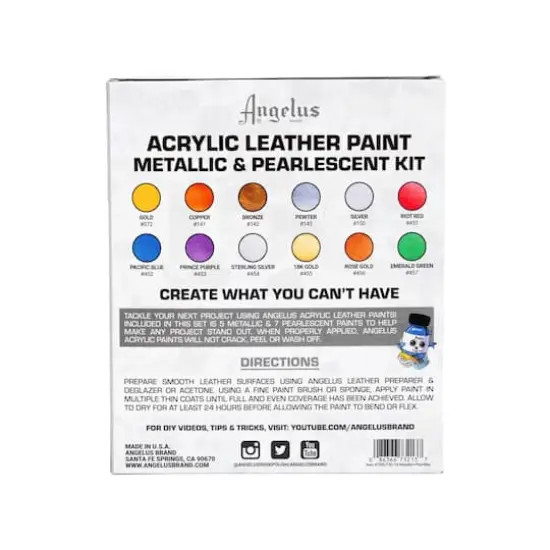 Angelus&reg; Metallic & Pearlescent 12 Color Acrylic Leather Paint Kit {4}