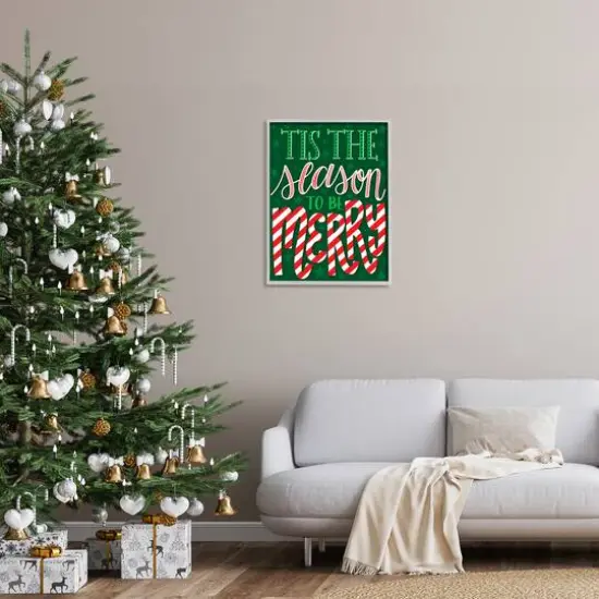Stupell Industries Tis The Season To Be Merry Patterned Framed Giclee Art Gray {3}