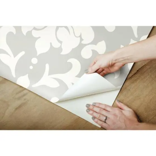 RoomMates Gray Damask Peel & Stick Wallpaper {7}