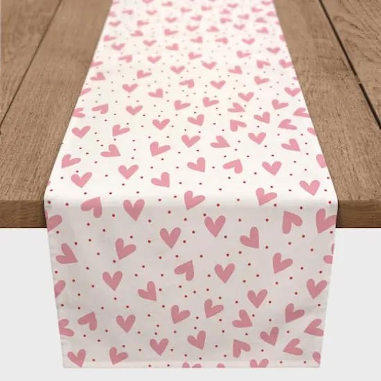 Heart Polka Pattern 16" x 72" Cotton Twill Runner {1}