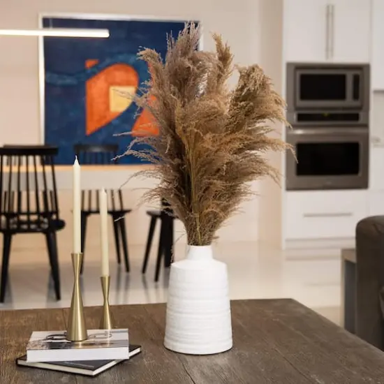 2.5ft. Dried Natural Pampas Arrangement in Ceramic Vase {3}
