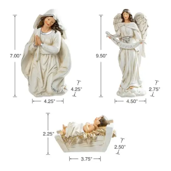 Glitzhome&reg; Ivory Resin Nativity Figurine Set {8}
