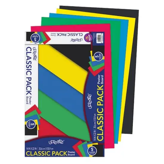 UCreate&reg; Assorted Colors 14" x 22" Poster Board, 6 Packs of 5 {3}