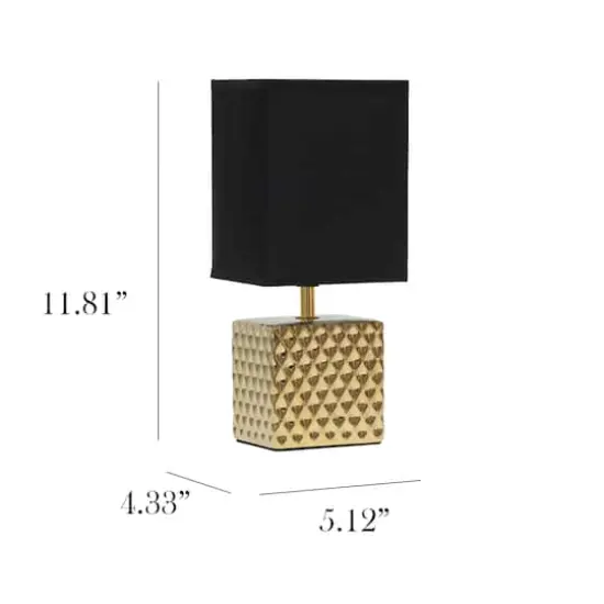 Simple Designs 12" Petite Hammered Gold Square Table Lamp {4}