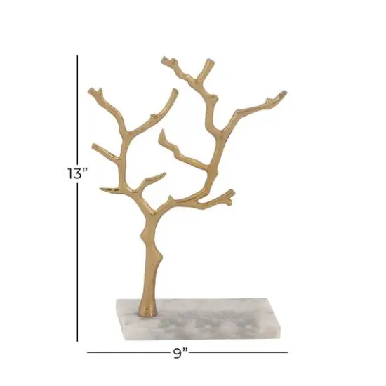 Gold Marble and Aluminum Modern Jewelry Stand, 13" x 9" x 3" {9}