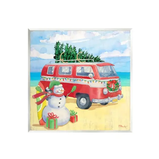 Stupell Industries Christmas Beach Red Van Wall Plaque Art {1}