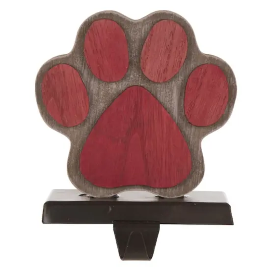 Glitzhome&reg; Paw Print Christmas Stocking Holder Set {5}