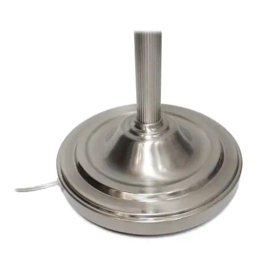 Lalia Home Torchiere Floor Lamp with Reading Light Brushed Nickel/White Shades {8}