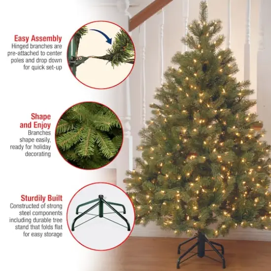 4.5 ft. Pre-lit Feel Real&reg; Downswept Douglas Full Artificial Christmas Tree, Clear Lights {8}