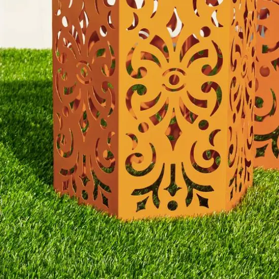 Glitzhome&reg; Orange Floral Motif Hexagonal Garden Stool Set {7}