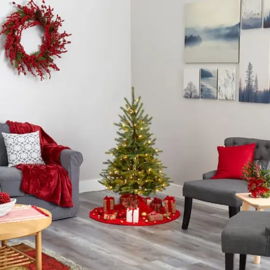 4ft. Pre-Lit North Carolina Spruce Artificial Christmas Tree, Clear LED Lights {7}