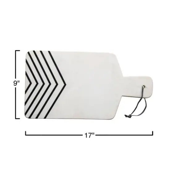 Hello Honey&reg; 17" White and Black Chevron Marble Cheese/Cutting Board {7}