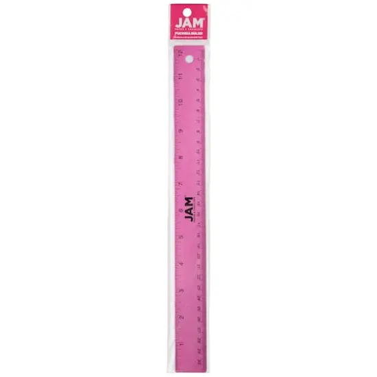JAM Paper Metallic Stainless Steel Rulers, 12ct. Fuchsia {4}