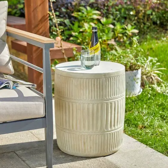 Glitzhome&reg; 18.5" Multi-Functional Textured Garden Stool Cream {6}