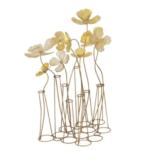 21" Gold Metal Flowers Sculpture {4}
