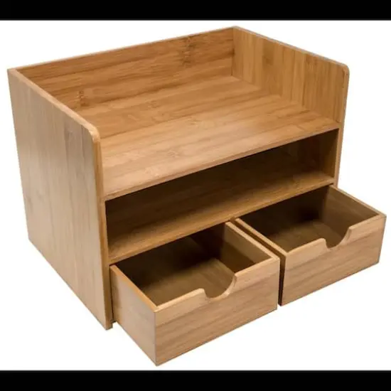 Sorbus 3-Tier Bamboo Desk Organizer {6}
