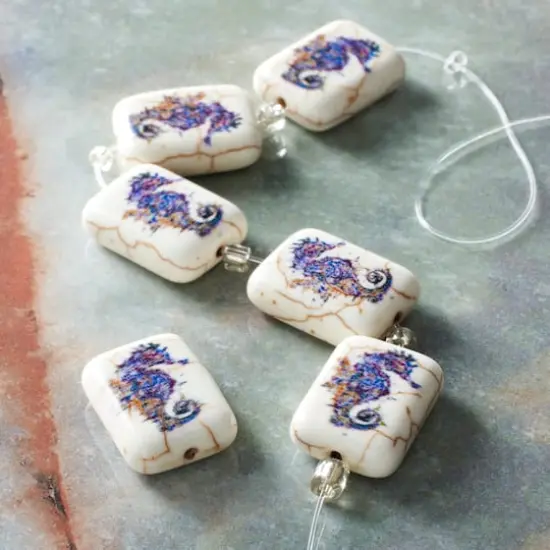 Seahorse Print Stone Beads, 20mm by Bead Landing&trade; {3}