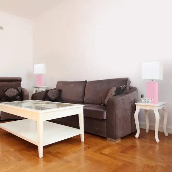 Elegant Designs&trade; 2 Pack Leather Table Lamps with White Shades Pink and White {5}