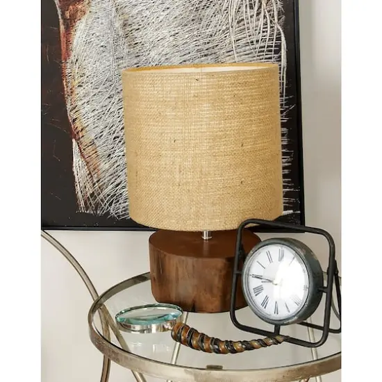 Brown Wood Rustic Table Lamp, 14" x 10" x 10" {10}