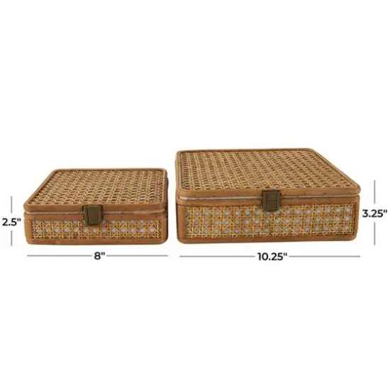 Brown Woven Rattan Box Set {9}