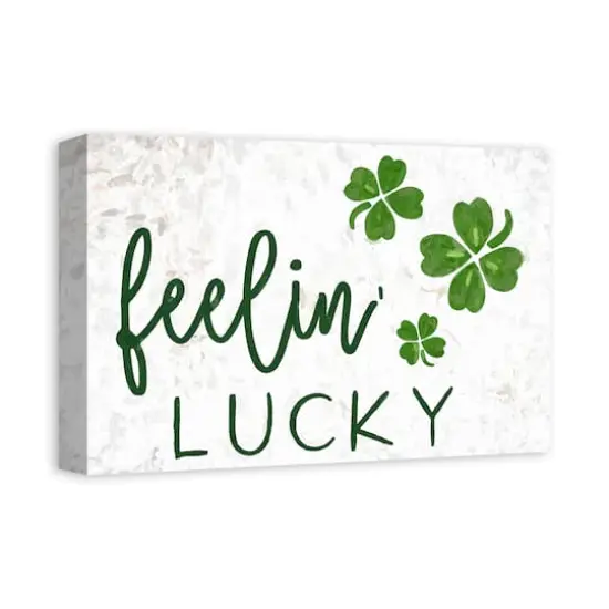 Feeling Lucky Four Leaf Clover Canvas 12" x 18" Canvas Wall Art {3}