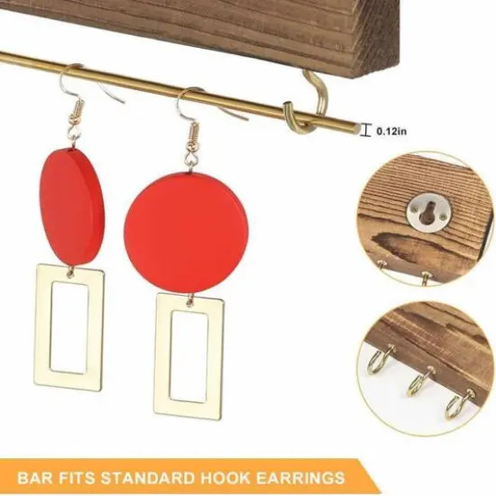 NEX&trade; 12" Wall-Mounted Rustic Wood Jewelry Organizer, 3ct. {4}