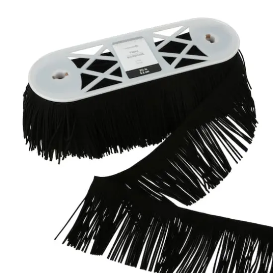 3.75" Flocked Fringe Trim by Celebrate It&reg; Black {3}